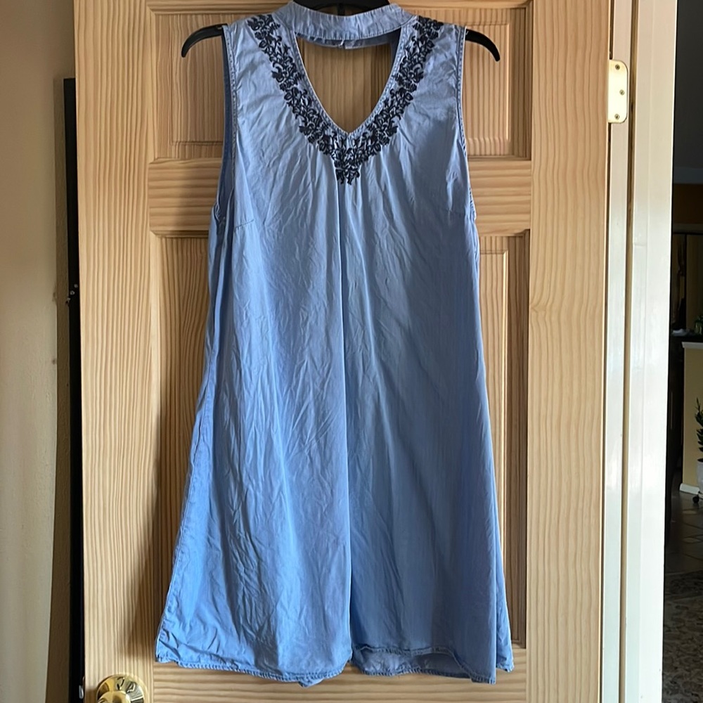Baby blue cutout collar dress. No brand tag